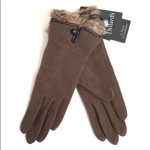 Brown Rabbit Fur Cashmere Gloves NWT